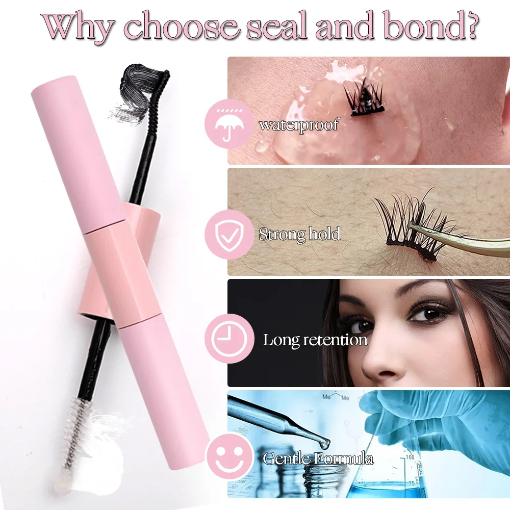 Eyelash Bond and Seal for DIY Lash Clusters Long Lasting Lash Glue Hold 48-72 Hours Waterproof Mascara Wand Makeup 4