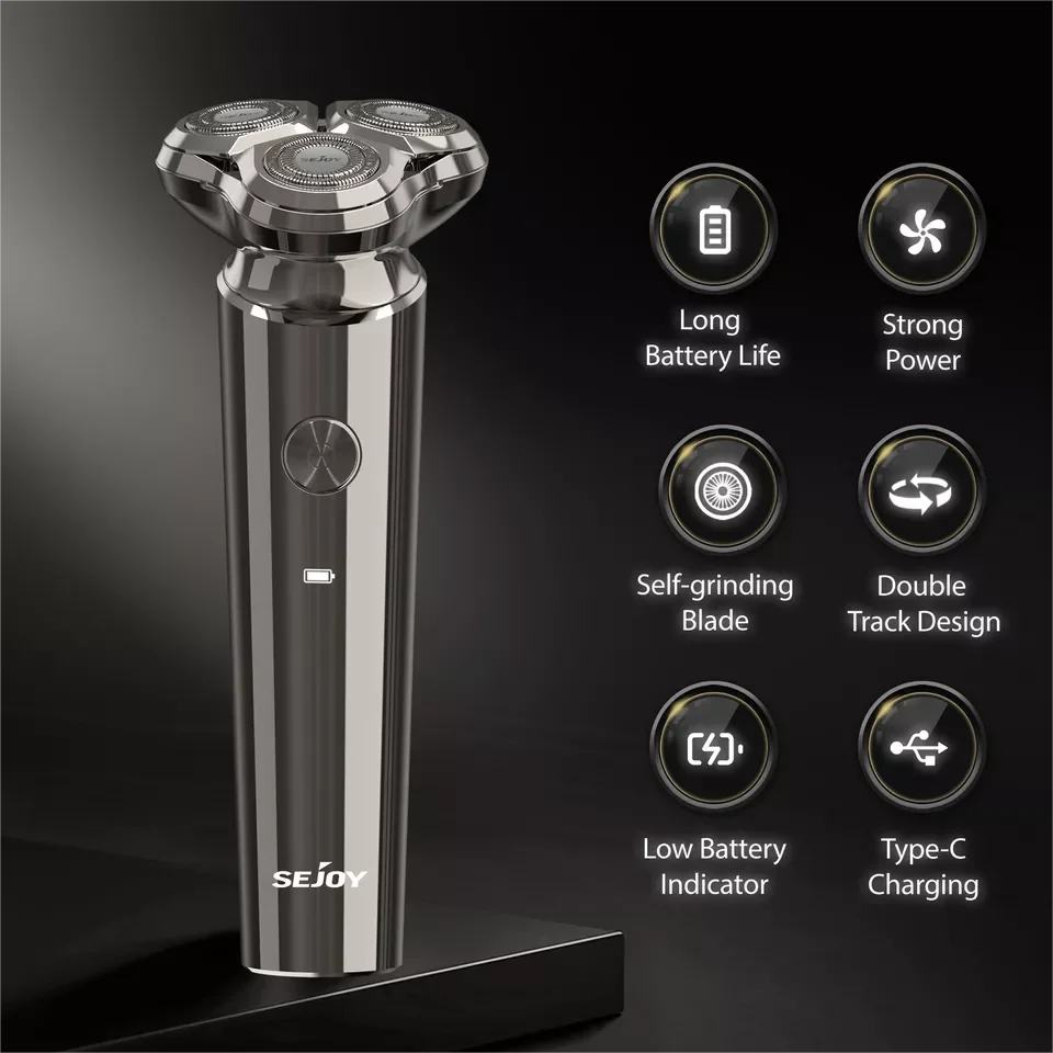 SEJOY Anti-Pinch Electric Shaver Beard Trimmer 3D Rotary Razor Electric Razor for Men Waterproof 2
