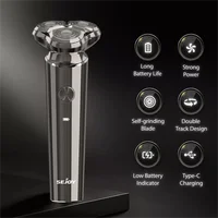 SEJOY Anti-Pinch Electric Shaver Beard Trimmer 3D Rotary Razor Electric Razor for Men Waterproof 2