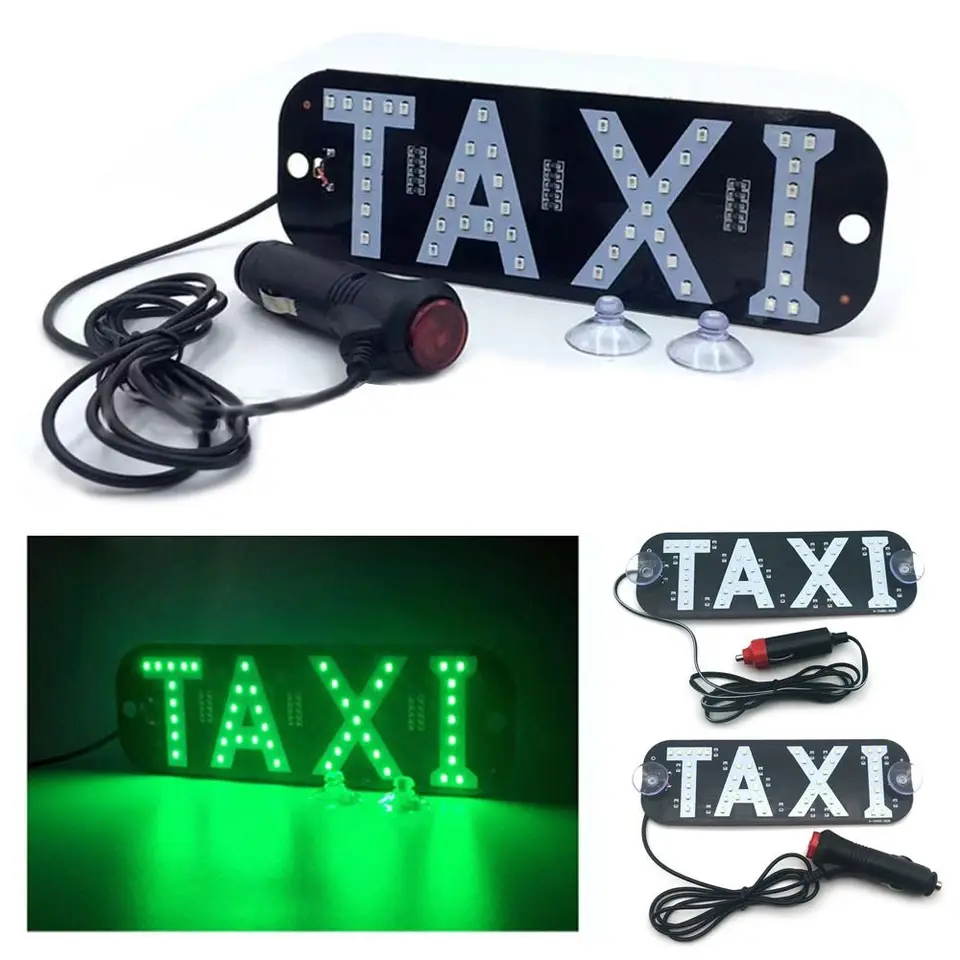 Berfi Life Segnale luminoso a LED blu per taxi, confezione da 1, indicatore LED per cabina superiore, lampada decorativa per parabrezza, con ventose, interruttore per accendisigari