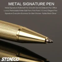 STONEGO Metal Ballpoint Pen, Retractable Signature Pen Crest Style Metal Housing Black Ink Medium Point 1.0mm 4