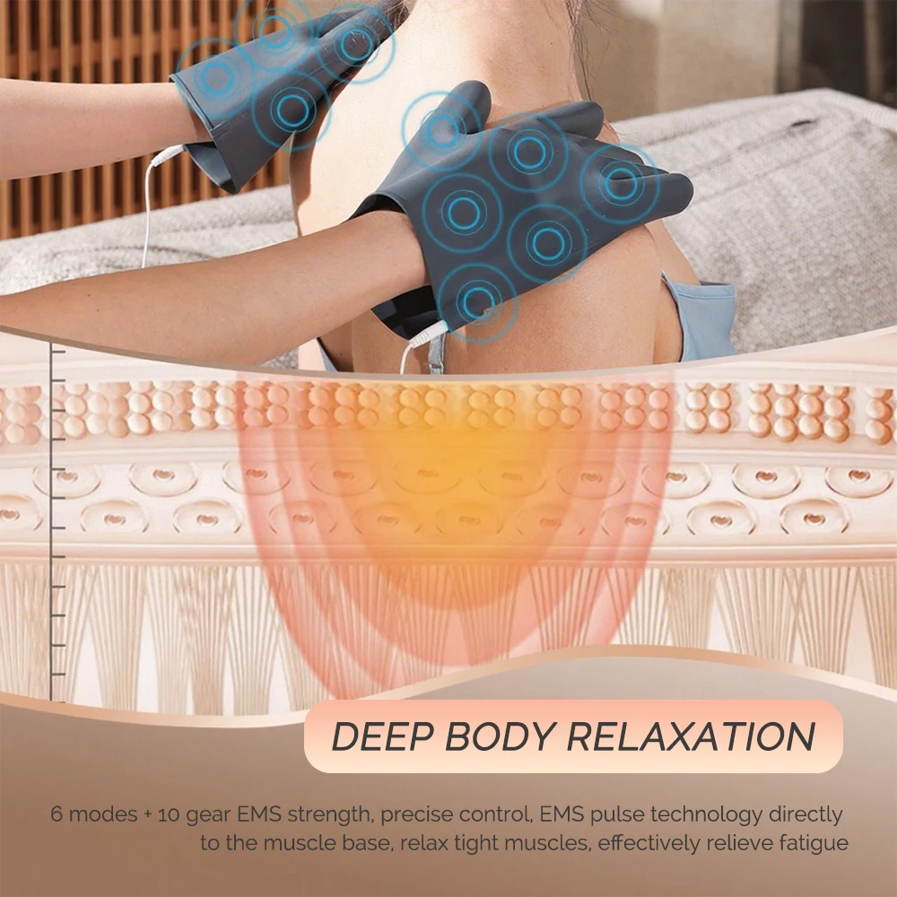 Electric Massage Gloves EMS Pulse Body Massager Microcurrent Muscle Stimulator Relieve Fatigue Muscle Relaxation Massage Gloves