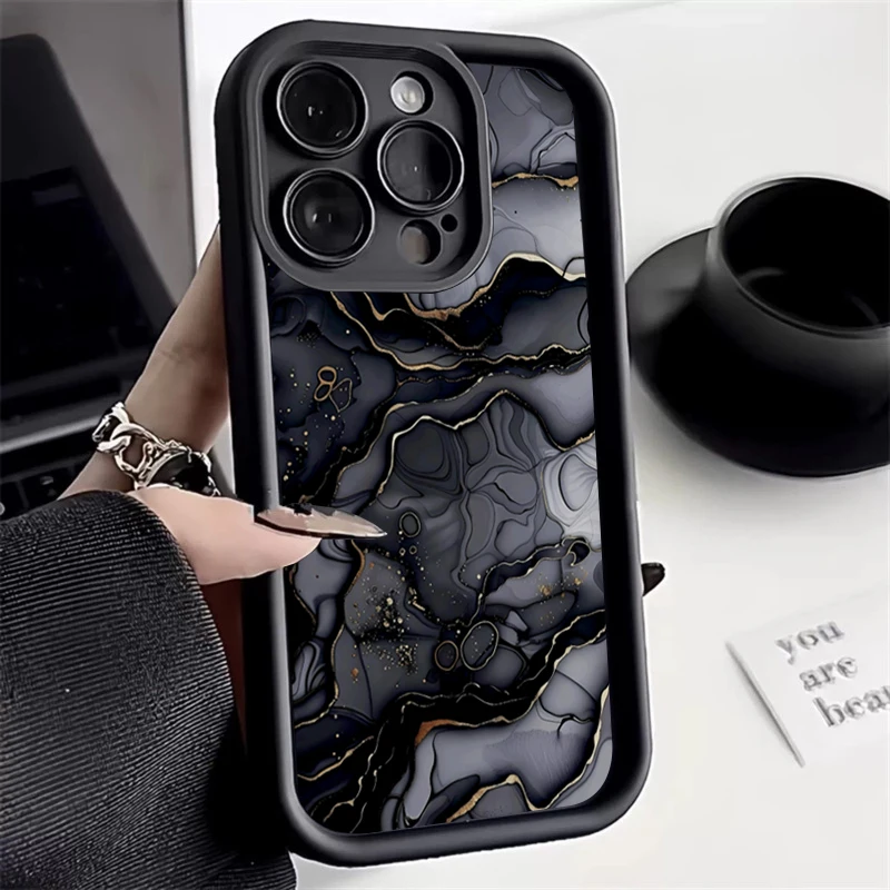 Elegant Wine Red Textured Marble Silicone Phone Case - Shockproof Soft Cover