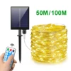 Schnelle Ladung Solar String Fairy Lichter 10M-100M LED Wasserdichte Outdoor Girlande Große Solar Panel Lampe Weihnachten für Garten Dekor