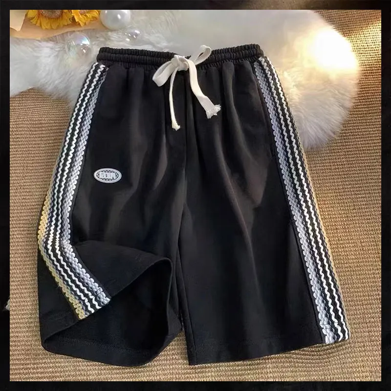 Elegant Fashion Harajuku Slim Fit Female Clothes Loose Sport All Match Casual Shorts High Waist Pockets Straight Leg Shorts