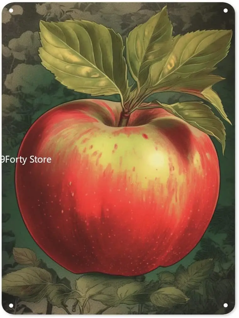 

Red Apple Tin Sign Art Poster Tin Sign Metal Home Decor Vintage Wall Decor 12x8 in