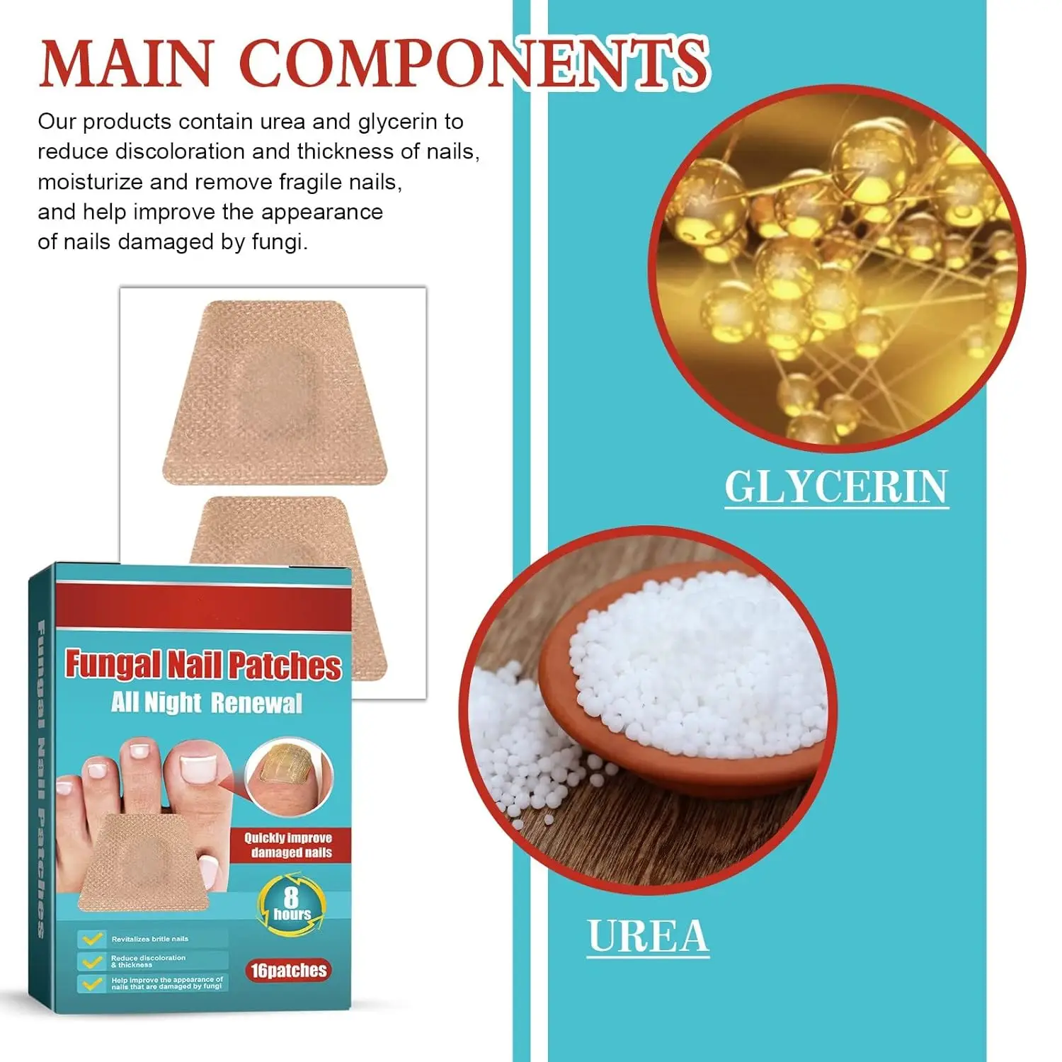 16PCS Foot Nail Repair Patch Grey Fungal Nail Thicken Soft Paronychia Infection Hand Correction Sticker Ingrown Toenail