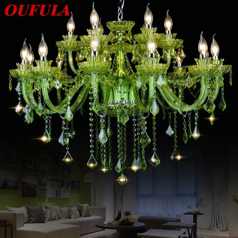 

OUFULA European Crystal Pendent Lamp Purple Candle Lamp Art Living Room Restaurant Bedroom Net KTV Clothing Store Chandeli