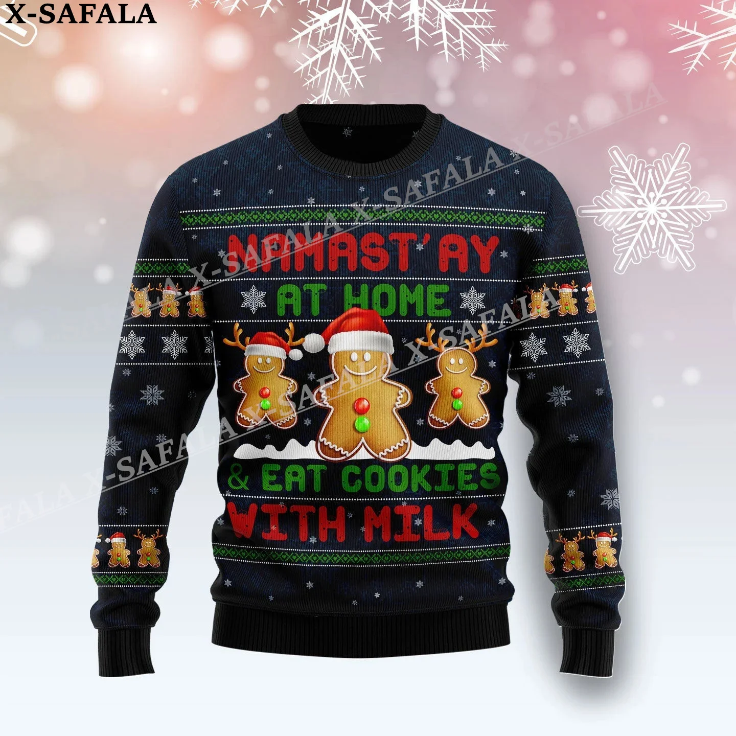 thumbnail image 1 of Suéteres de punto feos de Navidad con forma de hombre de jengibre, muérdeme, para Halloween, regalo de Navidad, para parejas, fiestas, unisex, informales, 2, 1 of 5