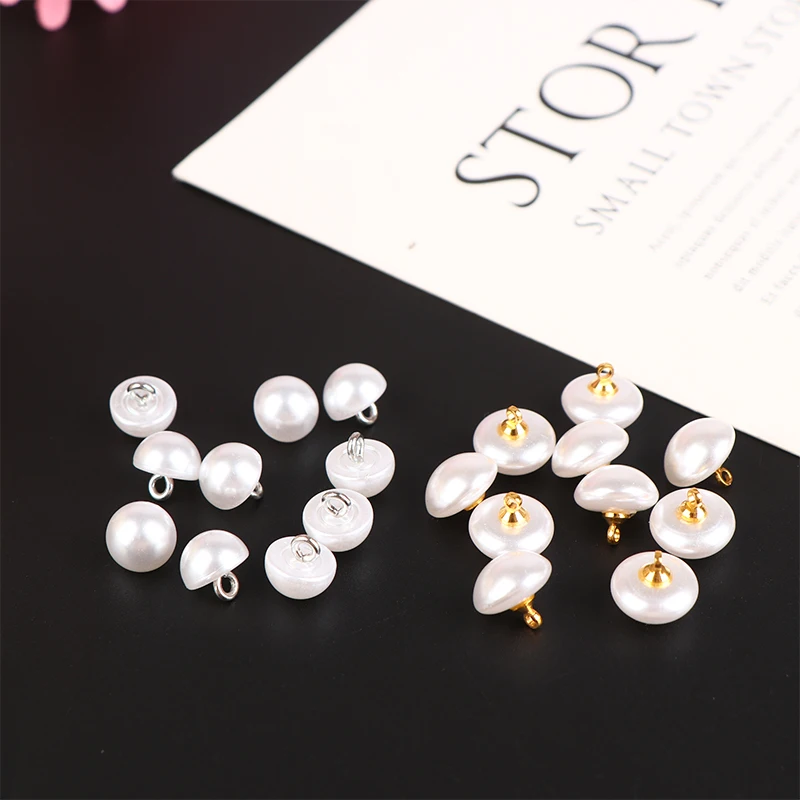 10개 10mm/12mm 버섯 모양 플라스틱 셔츠 반원 진주 단추 의류 장 미니 바느질 DIY용 샹크 단추