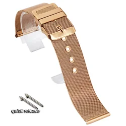 Elegant Milanese Stainless Steel Quick Release Wristband - Silver Bracelet - 20mm (Rose Gold)