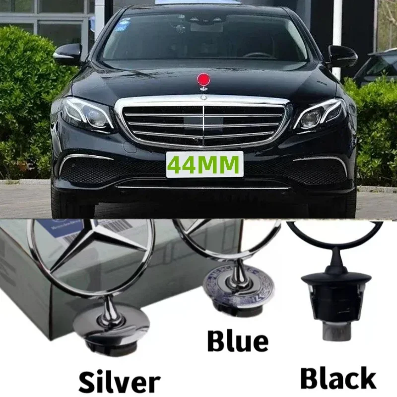 아연 합금 자동차 전면 후드 엠블럼 보넷 라벨 배지, 메르세데스 벤츠 W203 W204 W205 W206 W212 W213 W222 W223 E300, 10 개, 44mm 3D