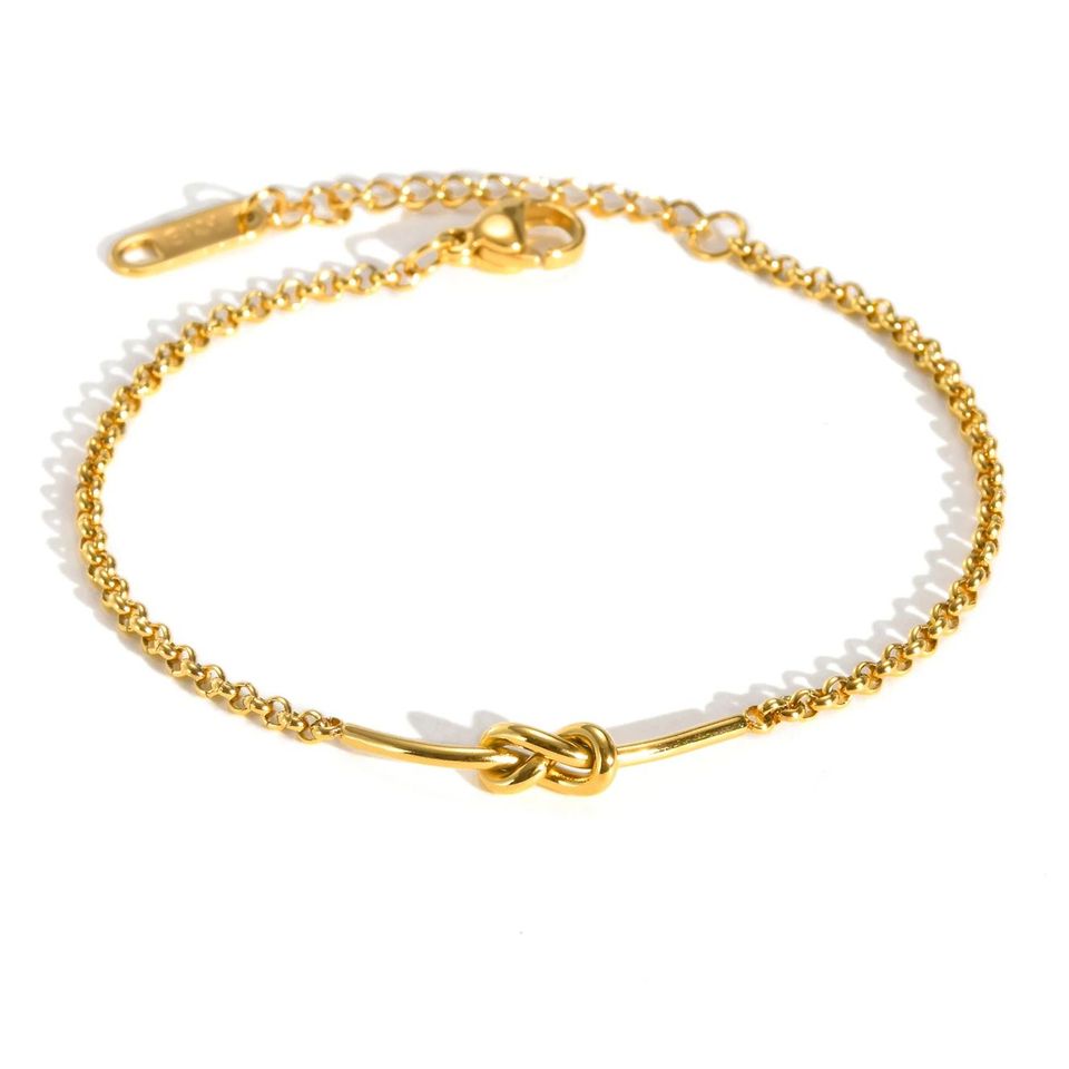 Minimalist Knot Bracelet for Women,Gold Color Stainless Steel Link Chain Bracelets,New Trendy Jewelry Gift