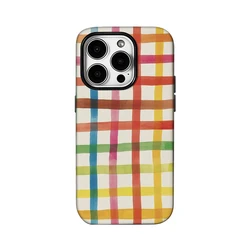 Luxury Double - Layer Rainbow Grid Painting Phone Case Back Cover - iPhone 14 Plus (FLR - 327FLR10194A44)
