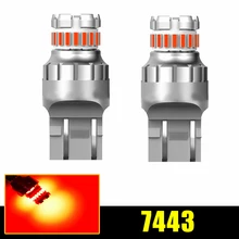 

2Pcs LED Strobe Flash Blinking Stop Light T20 W21W W21/5W WY21W 7440 7443 Car Brake Tail Light Parking Bulb Red Car Accessories