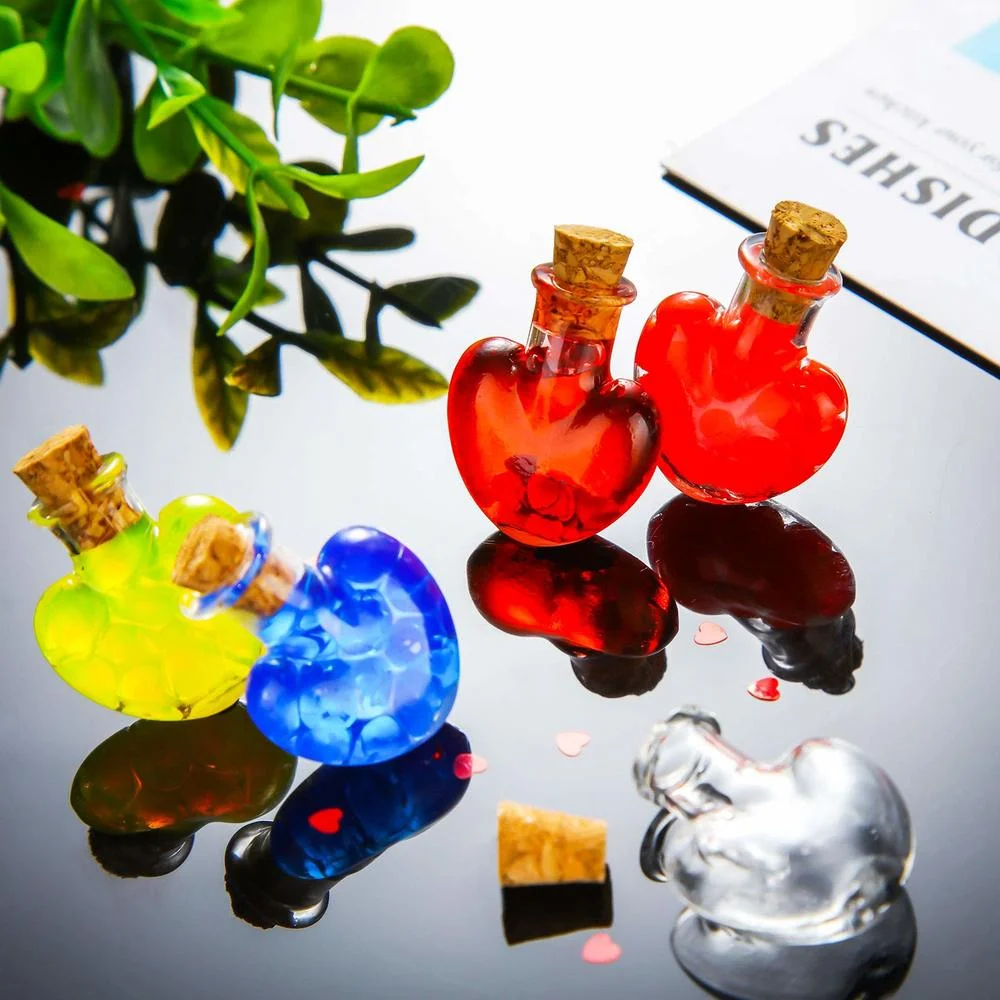 Glass Bottles Mini Glass Bottles 10pcs 22x26mm Glass Bottles Heart Shape Clear Drifting Bottles with Cork Stoppers Wedding Party Supplies