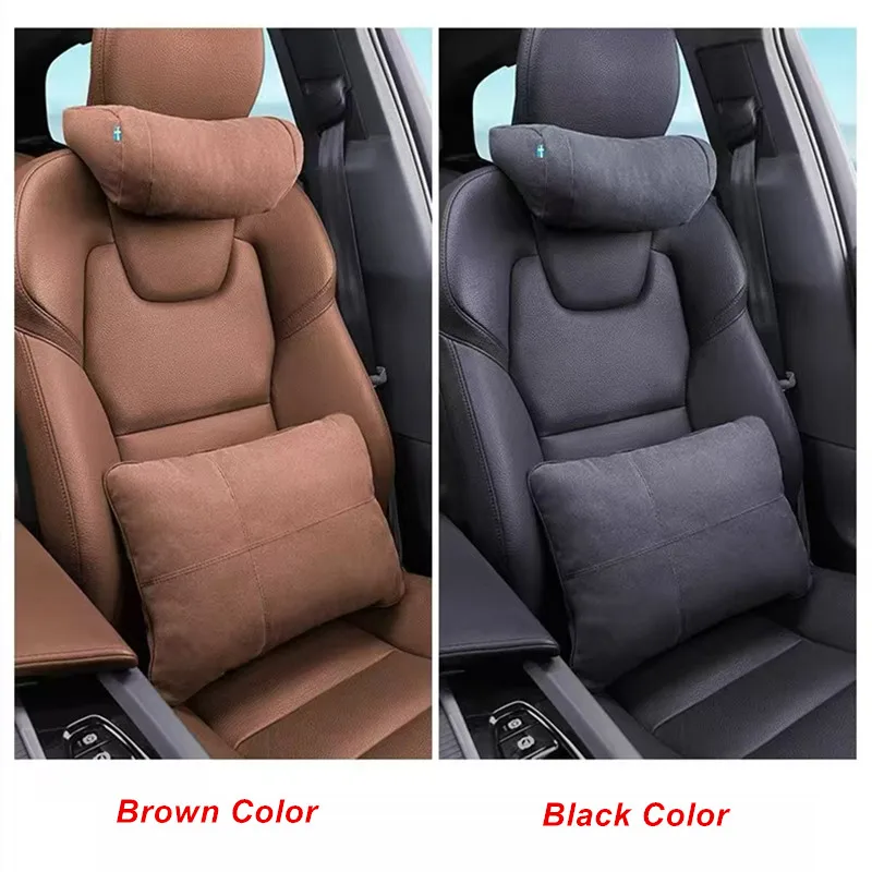 볼보 XC60 XC90 S60 V90 V60 S90 2018-2024 인테리어 액세서리 스웨이드 자동차 시트 헤드레스트 조절 목 보호 패드 베개