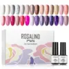 ROSALIND Gel Kit Nail Polish Set Semi Permanent Pure Colors Glitter Soak Off UV Base Top Coat Nail Art Manicure Nail Kit Gift 1