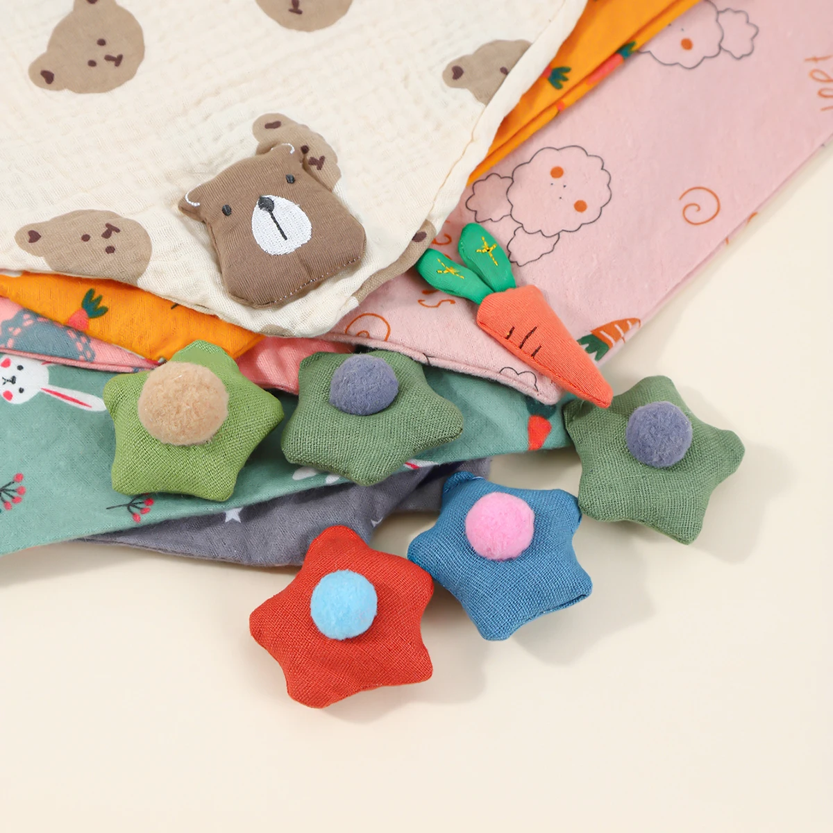 Winter Children's Triangle Scarf Double Layer Bear Scarf Baby Soft Cotton Lining Scarf Kids Autumn Collar for Boys Neckerchief 4