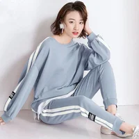 Women's Causal Sweat Suit 2025 Spring Autumn New Clothes Fashion Long Sleeve Crop Tops T-shirt And Pants Two Piece Set For Women - Image 5