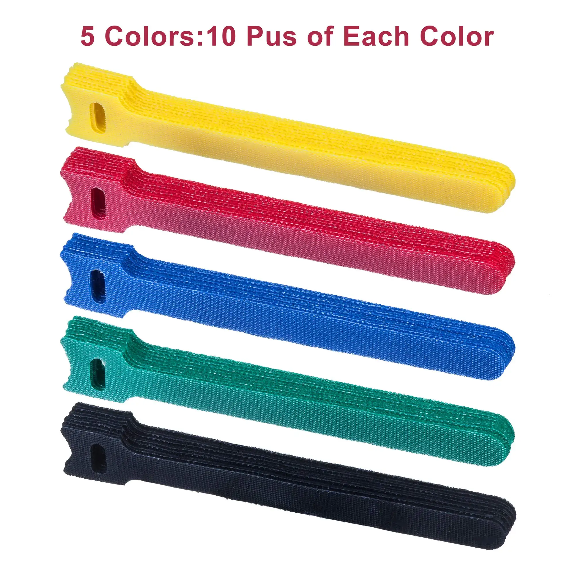 Description Picture 6 of item100pcs/50pcs Releasable Cable Ties Colored Plastics Reusable Cable Ties Nylon Loop Wrap Zip Bundle Ties T-type Cable Tie Wire AA