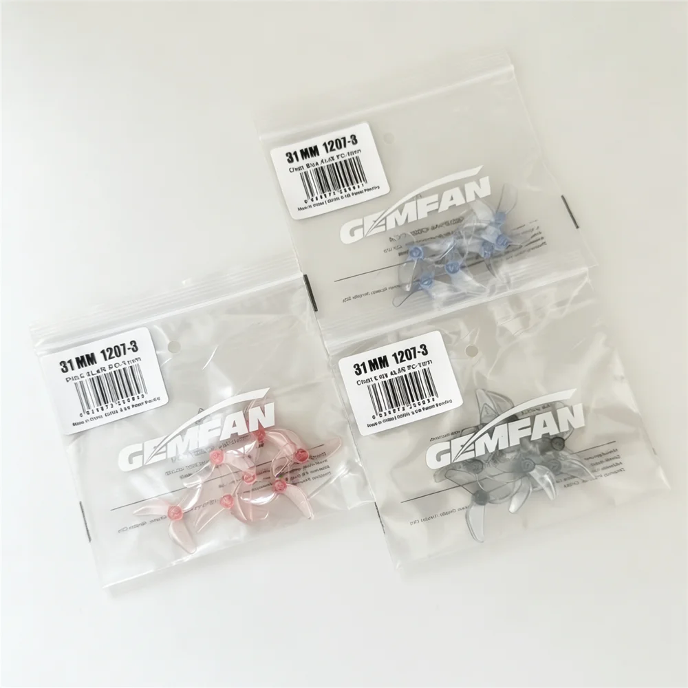 Hélices Gemfan 1207-3 pour Tiny Whoop - 4 Paires Gris, Bleu, Rose