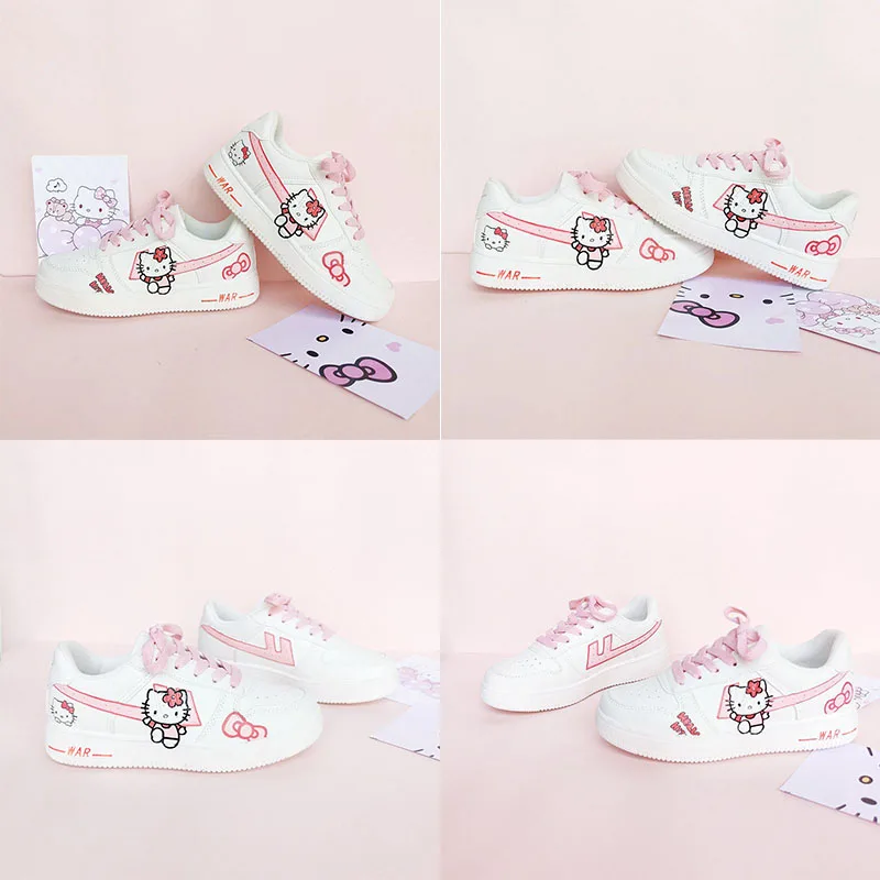 

Cartoon Cute Kawaii Sanrioed Hellokittys New Pattern Spring and Autumn Girls Leisure Trend Low Top Sneakers