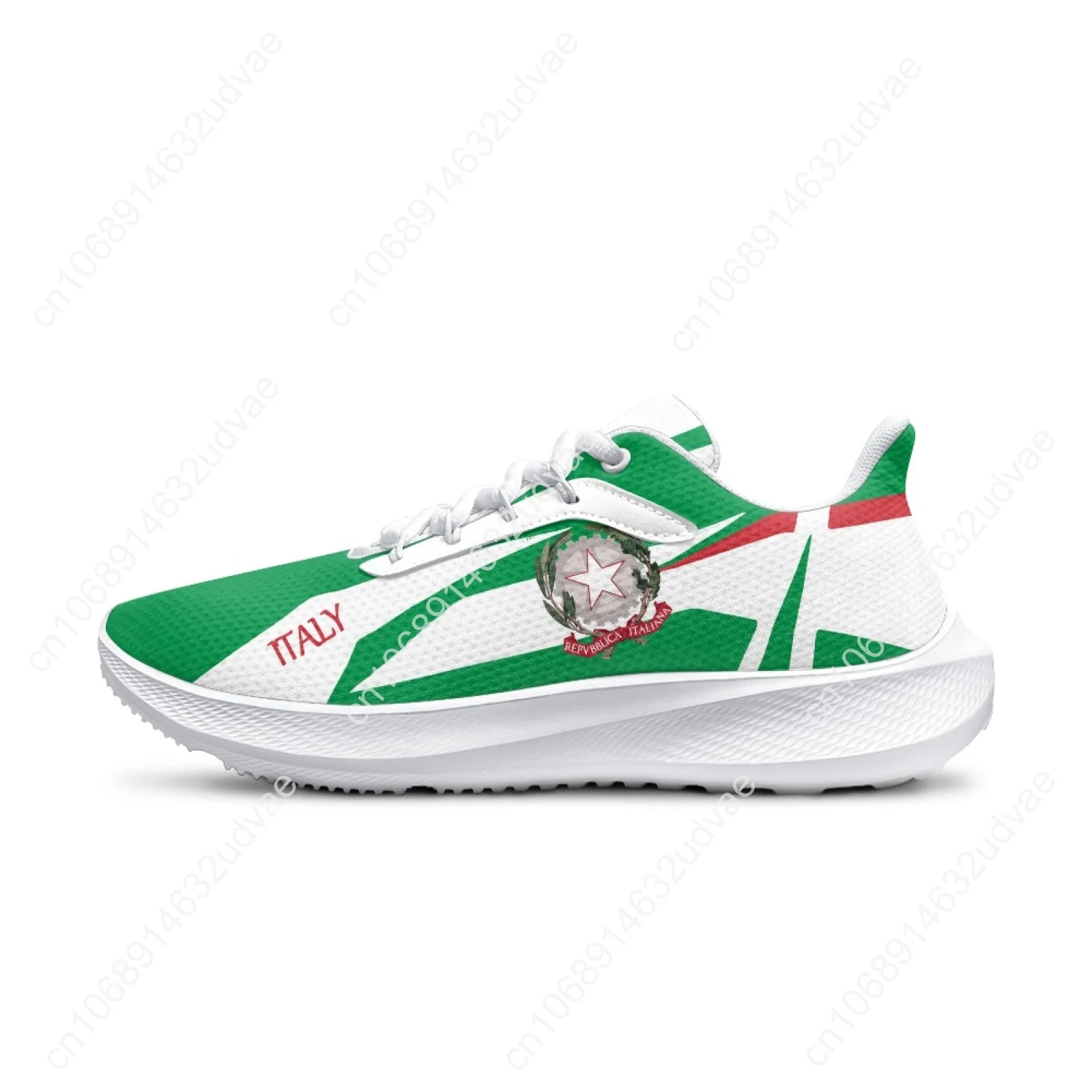 Green White Women's Sneakers Italy Flag Design Brand Summer Sneakers Lightweight Lace Up Casual Walking Shoes Flats