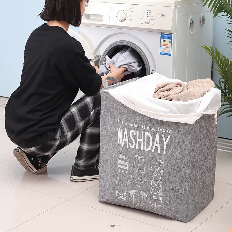 Large Capacity Fabric Clothes Storage Bag Bluestocking Cotton Quilt Storage Organizer Household Item Clothing Sorting Bin 3