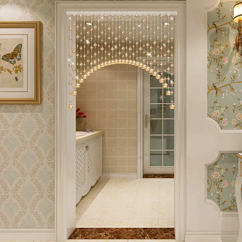 Glisten Crystal Hanging String Fringe Bead Door Curtains for