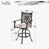 Outdoor Swivel Bar Stools Set of 4, Cast Aluminum Patio Pub Height Bar Stool & Chairs with Seat Cushion 5