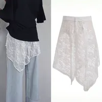 Sous-jupe en dentelle irrégulière, Anti-éblouissement, asymétrique, en maille, robe, Streetwear, taille haute, jupe de sécurité, jupon 4