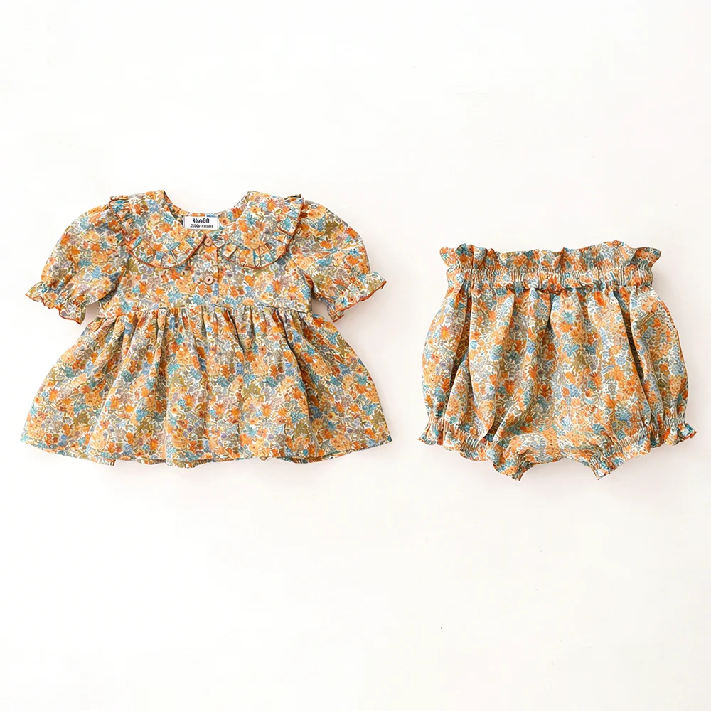 2-teiliges Baby-Mädchen-Kleidungsset, Sommer-Baumwoll-Outfit für Kleinkinder, Bluse + Hose, Kleinkind-Mädchen-Kleidung – Detail 1