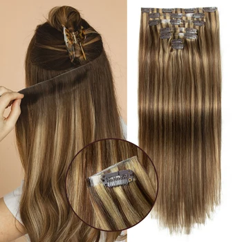 Seamless PU Clip In Hair Extensions Human Hair Invisible PU Clip on Hair For Thin Raw Hair 7PCS 12-24inch 100G-120G