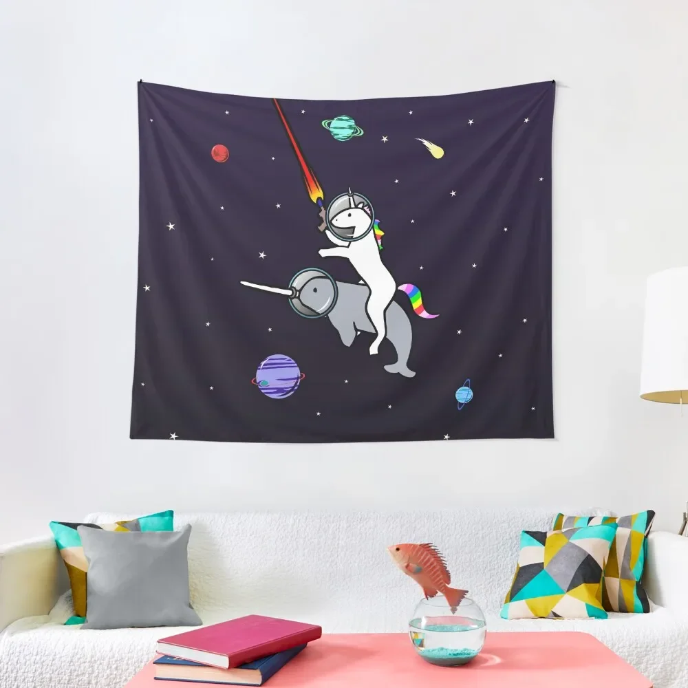 

Unicorn Riding Narwhal In Space Tapestry Home And Comfort Decor Decorative Wall Mural Bedrooms Decorations Tapestry
