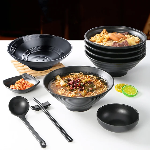 Insalata di frutta Stoviglie per fast food Ciotola per tagliatelle in plastica stile giapponese Ciotola per ramen per uso domestico Ciotola per zuppa 6