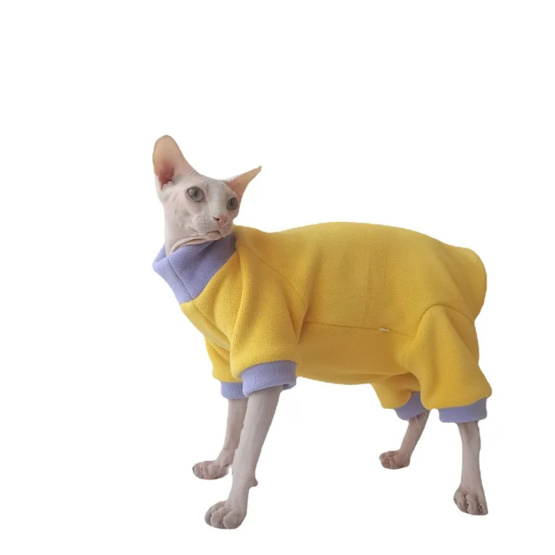 

Autumn and Winter Models Shaker Fleece Belly Protector Four-legged Coat Hairless Cat Clothes Double-sided Wear Thickened Warmth