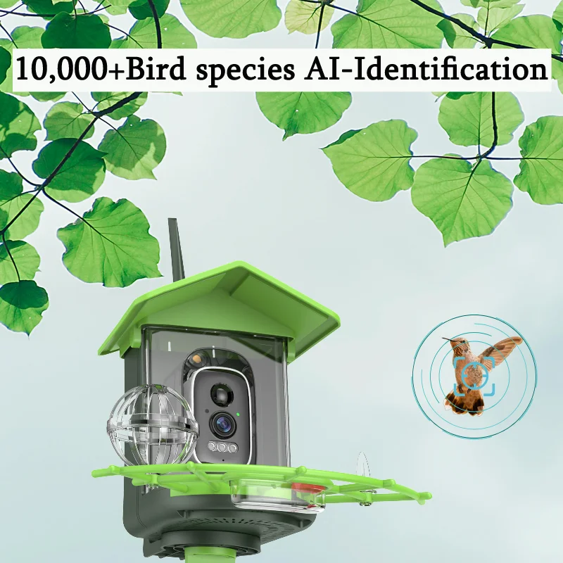 WiFi Camera Bird Feeder 4MP 2K HD Video Capture Solar Powered Battery with Solar Panel Instant Alerts Birdwatching