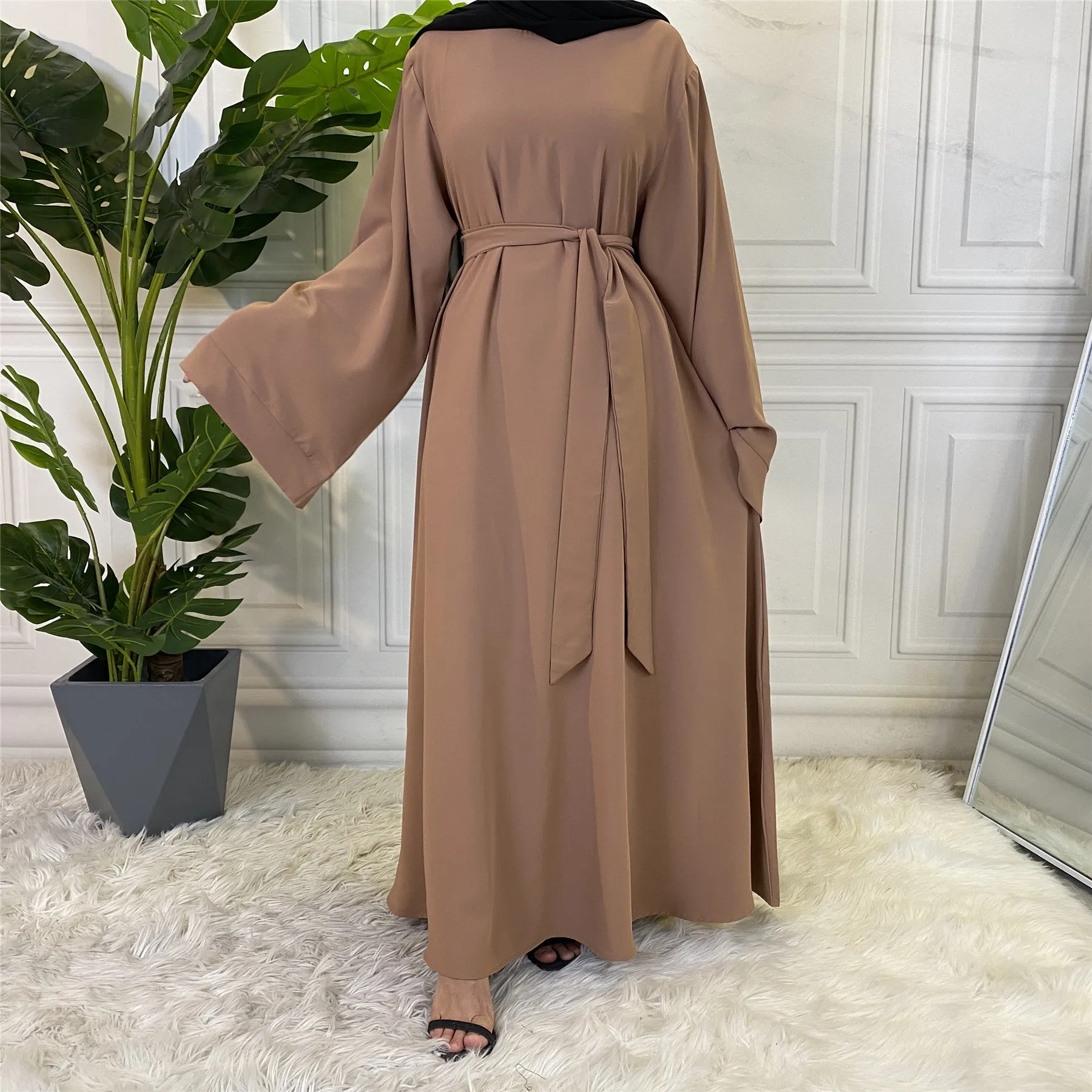 Ramadan Abaya Dubai Muslim Fashion Long Hijab Dress Islam Clothing Belted African Dresses Abayas for Women Kaftan Robe Musulmane