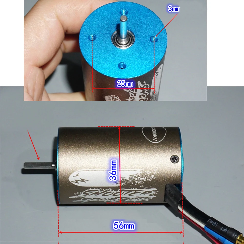 Brushless mótor 3656 3000KV 2.5A 7.4-12V fyrir RC módel
