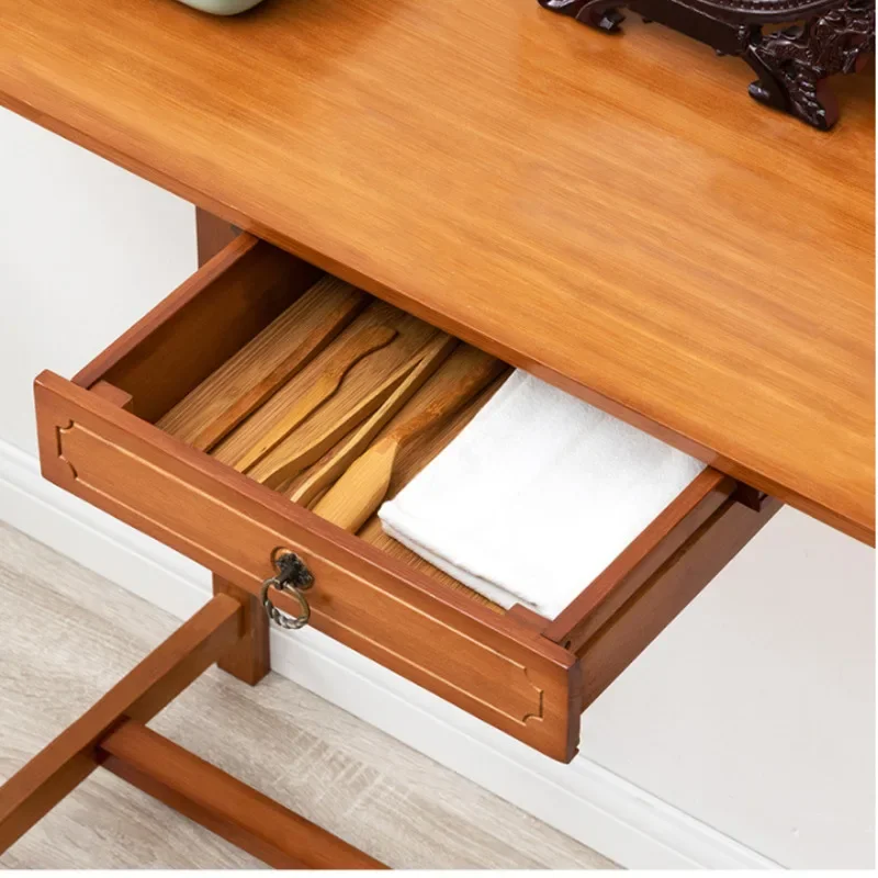 Retro Charm Side Table Simple Elegance Buddha Hall Furniture Versatile Drawers Dual Color Options Offering Table Incense