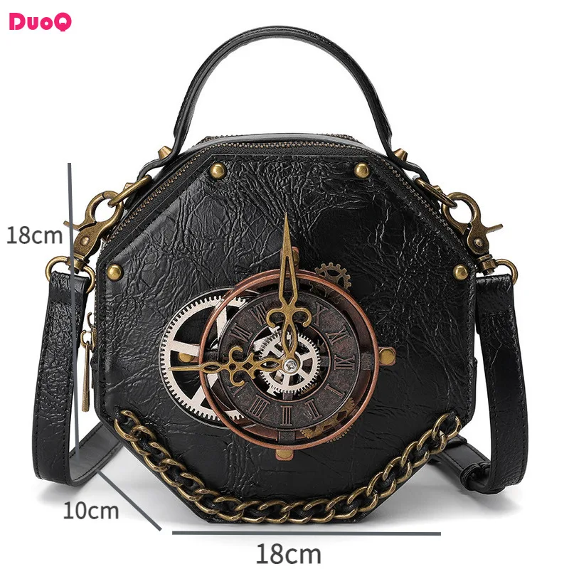 Steampunk PU Leather Crossbody Bag Gothic Retro Handbag Industrial Style One Shoulder High Quality Trends Fashion Atmosphere