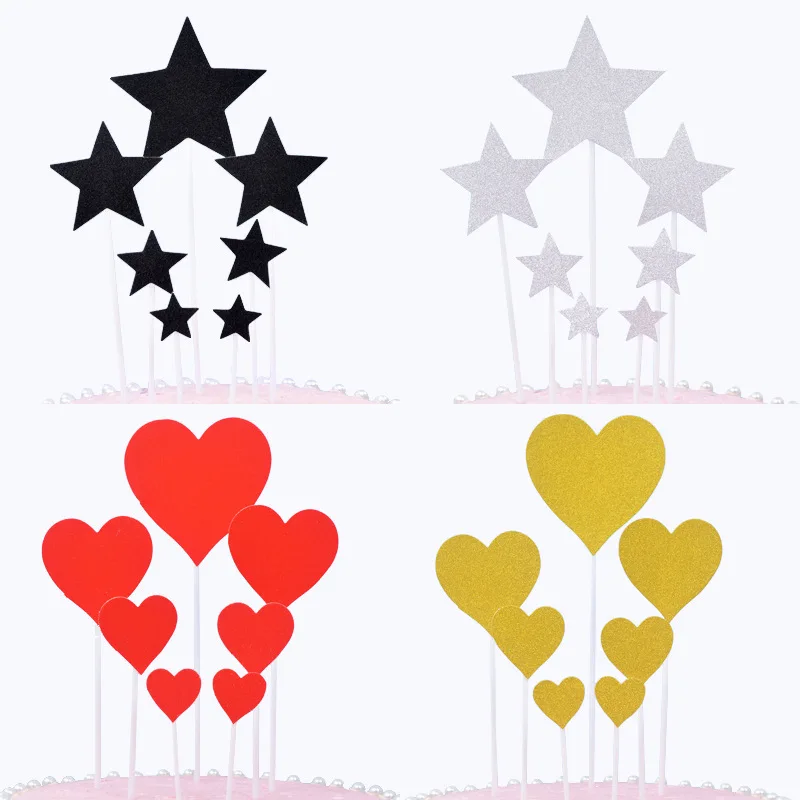 

New Birthday Cake Decoration Card Five-pointed Star Love Fashion Dessert Cake Card Star Decoration Plug-in S1250