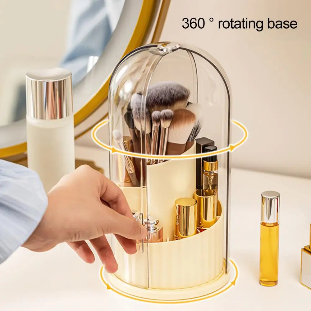 360 Degree Rotatable Cosmetic Holder Makeup Brush Holder Multifunctional Rotatable Cosmetic Holder with Dustproof Lid Organize