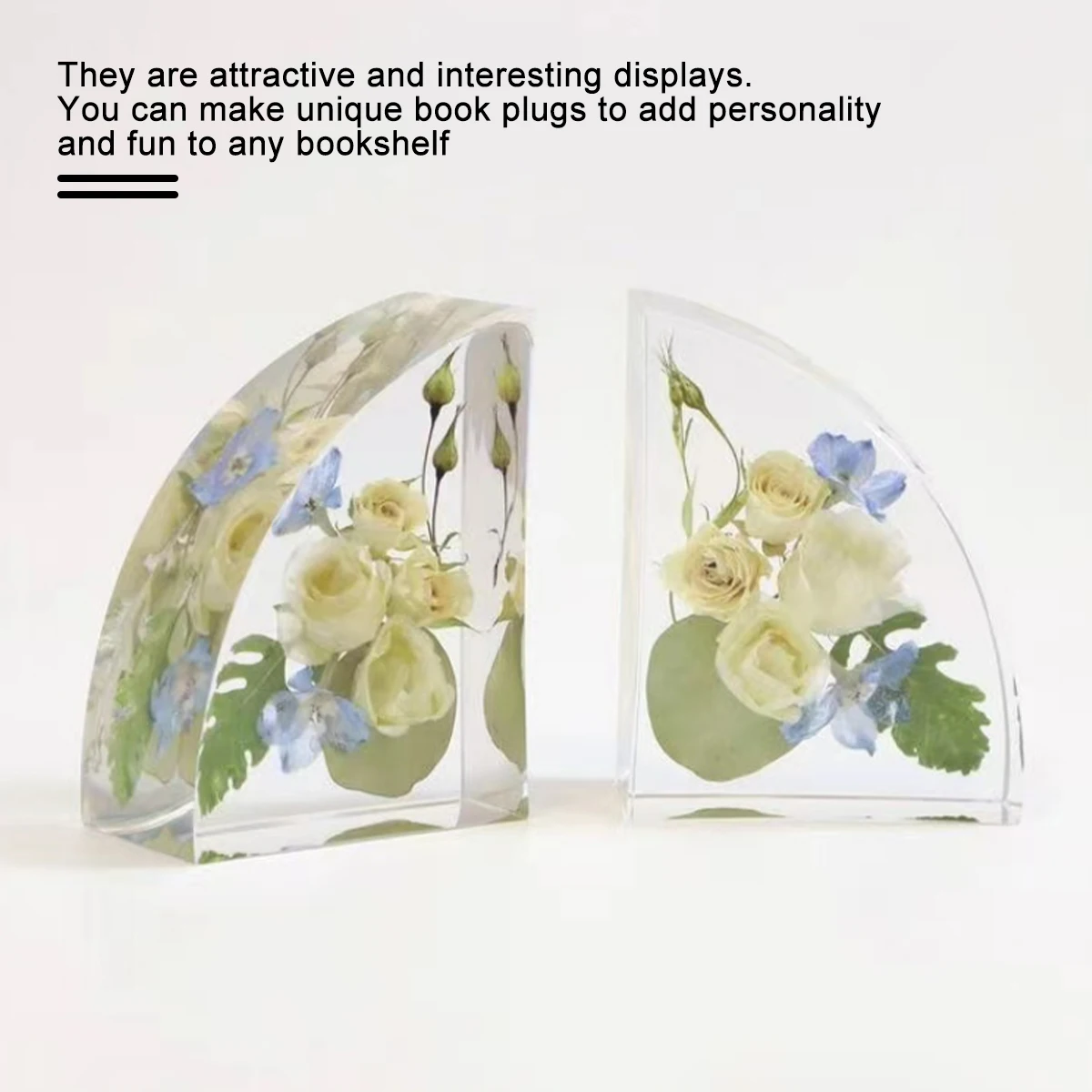 2/4Pcs Silicone Bookend Molds DIY Crystal Fan-Shaped Bookend Molds Geometric Large Cube Book Organizer for Books
