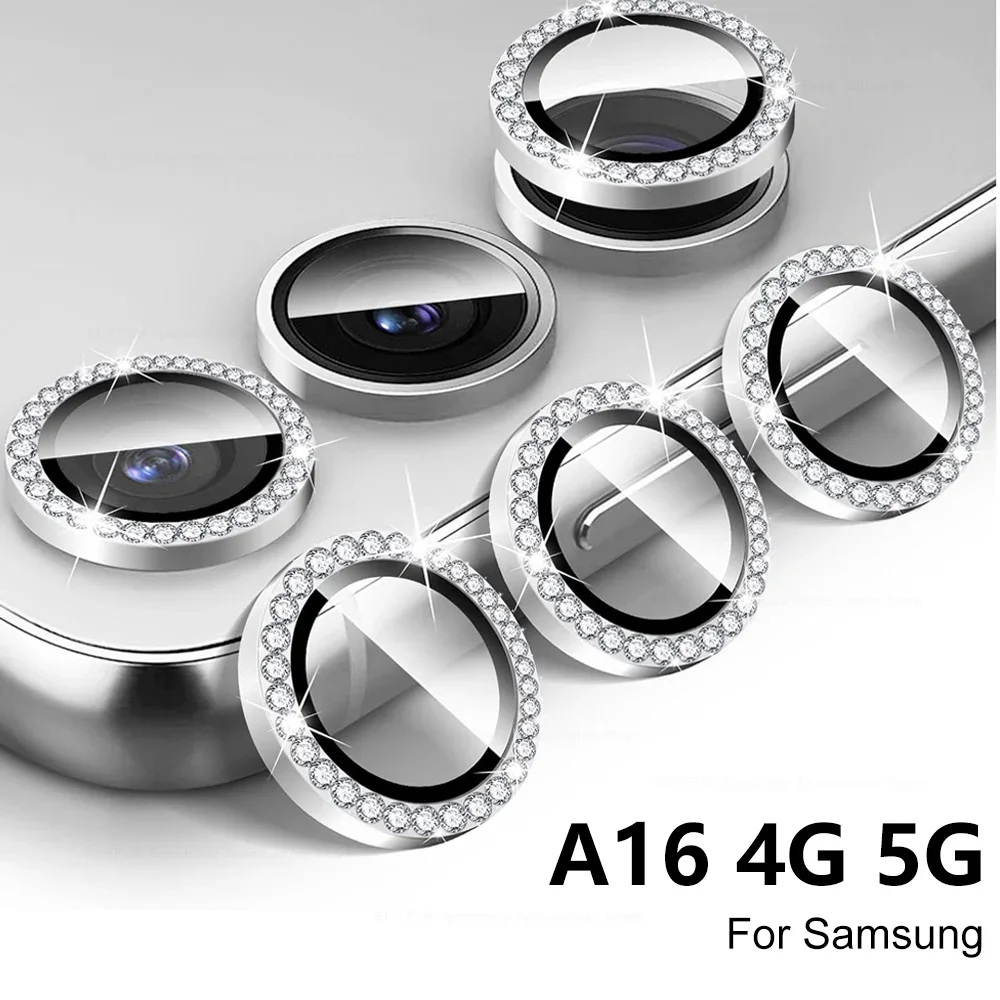 Diamond Camera Lens Protector with Shiny Tempered Glass and Alloy Metal Ring