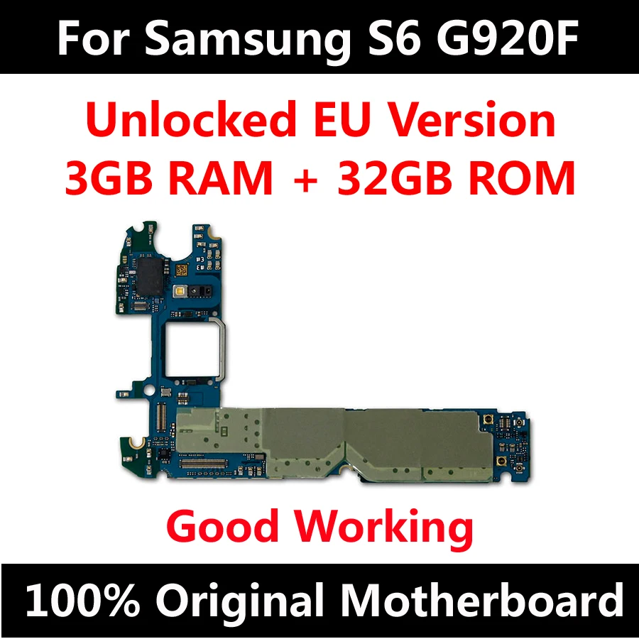 Unlocked For Samsung Galaxy S6 G920F Motherboard 32GB Full Tested Mainboard Full Chips IMEI Android System Logic Board