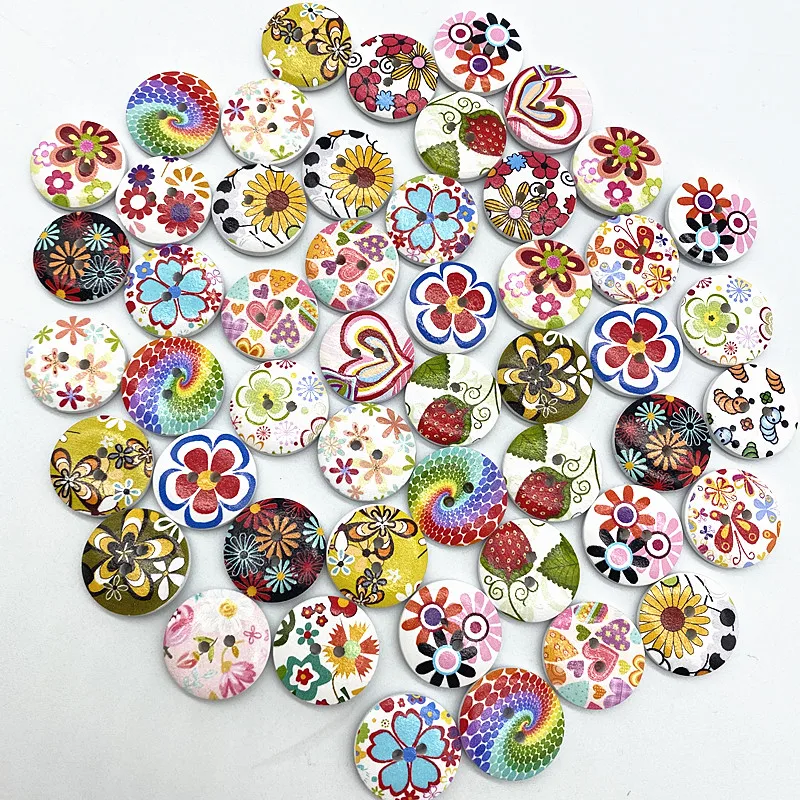 30pcs 15mm Round Button Monogrammed Christmas Stripe Plaid Button Love Scrapbooking for Wedding Decor Sewing Accessories 6