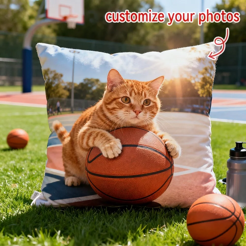 1/2/4 Stück personalisierter, doppelseitig bedruckter Fotokissenbezug – zum Drucken persönlicher Fotos, Haustierfotos und Familienfotos mit Vorgangs- und Nachfolgebilder, personalisierter Kissenbezug für Zuhause, Geschenk für Weihnachten und Valentinstag, ohne Füllung