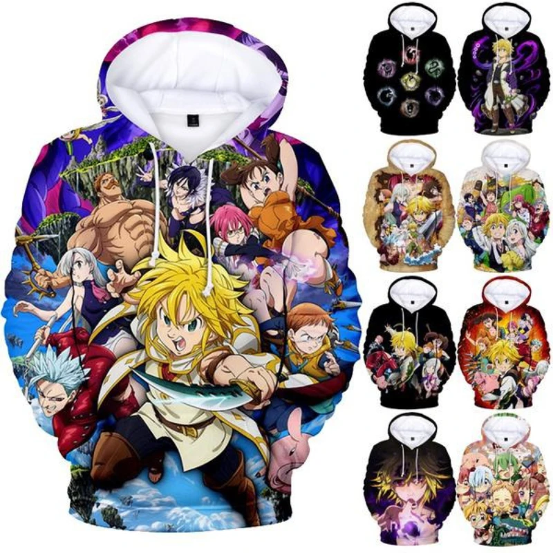 

2023 The Seven Deadly Sins 3D Print Hoodies Men Women Teens Fashion 3D Hooded Sweatshirt Casual Anime Harajuku Pullover Tops